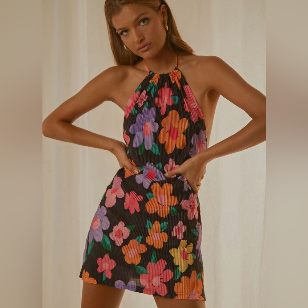Peppermayo Love From Europe Halter Dress in Noir Bloom - Size 4 - Picture 6 of 14